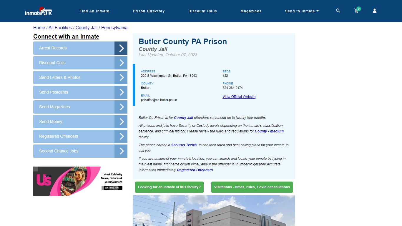 Butler County PA Prison - Inmate Locator - Butler, PA