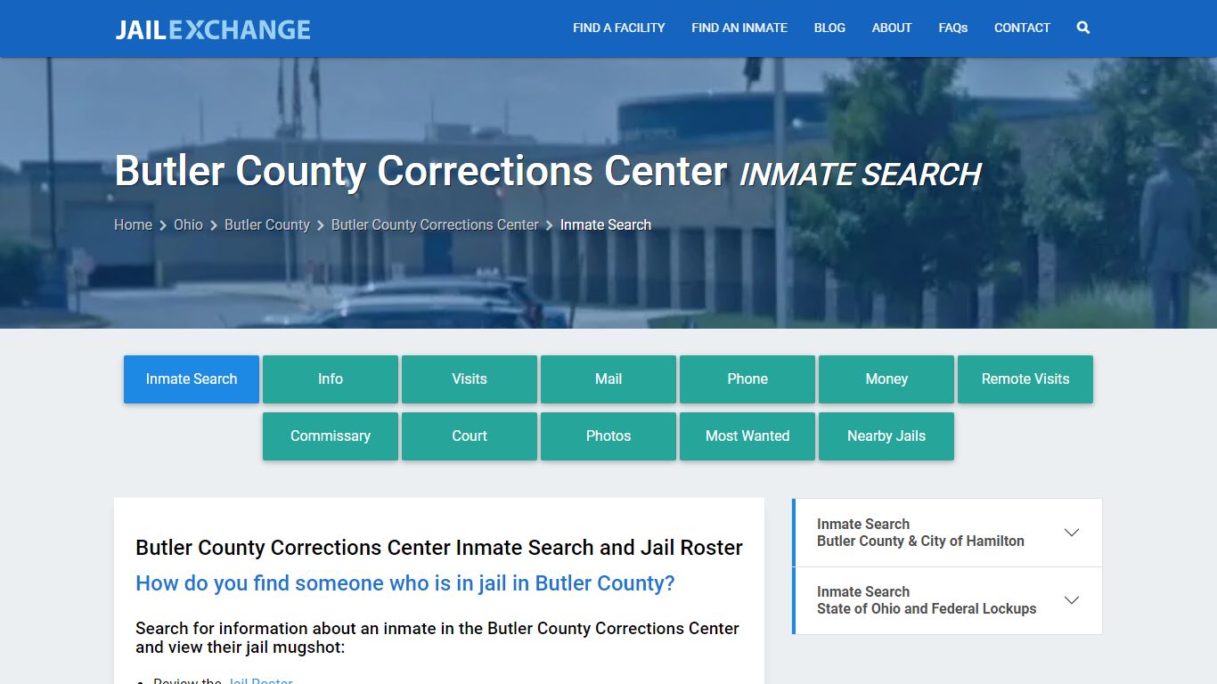 Butler County Corrections Center Inmate Search - Jail Exchange